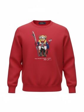 Ralph Lauren Red Polo Bear Ski Crewneck Sweater